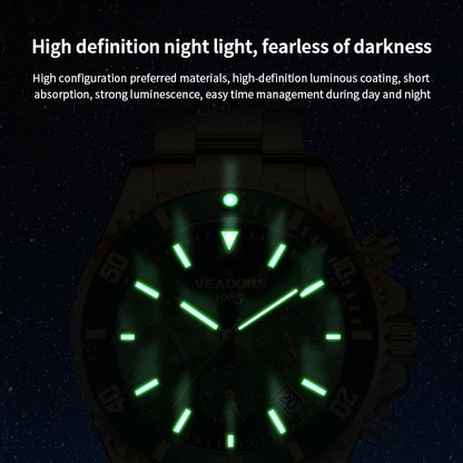 AIMANA Luxury Men’s Gold Chronograph Watch, Stainless Steel Quartz Wristwatch with Luminous Hands, Multi-Function Dial and Date Display, Water-Resistant Sports Watch, Ideal Gift for Him
