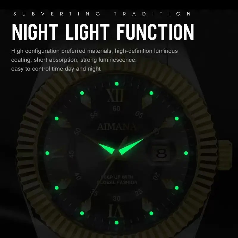 AIMANA luxury business watch features an all-gold design