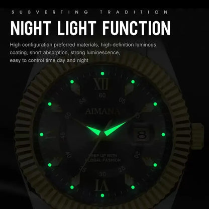 AIMANA luxury business watch features an all-gold design