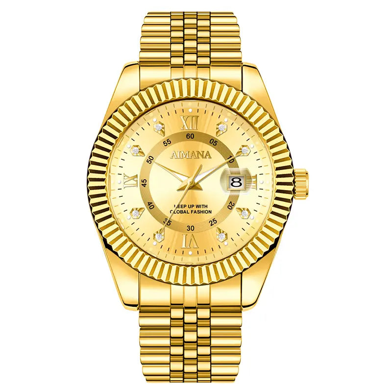 AIMANA luxury business watch features an all-gold design