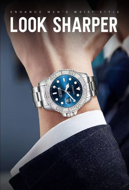 AIMANA Men’s Luxury Business Quartz Watch – Waterproof, Luminous Date Display, Round Dial. A Stylish and Versatile Timepiece – The Perfect Gift for Birthdays or Parties.