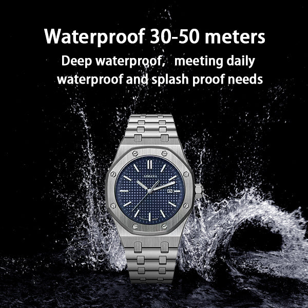 AIMANA Men’s Luxury Quartz Watch – Square Premium Steel Case with Luminous Dial, Water & Scratch Resistant, Featuring Date Display. A Stylish and Versatile Timepiece – Includes a Free Elegant Women’s Watch.