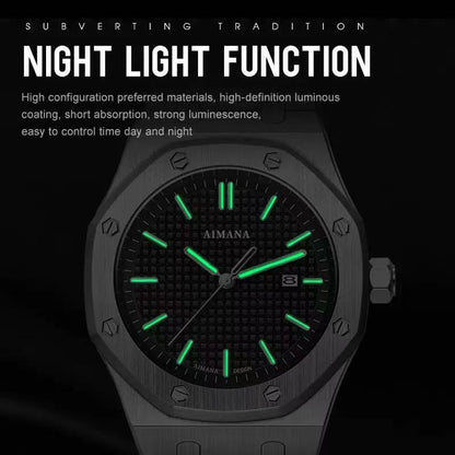 AIMANA Men’s Luxury Quartz Watch – Square Premium Steel Case with Luminous Dial, Water & Scratch Resistant, Featuring Date Display. A Stylish and Versatile Timepiece – Includes a Free Elegant Women’s Watch.