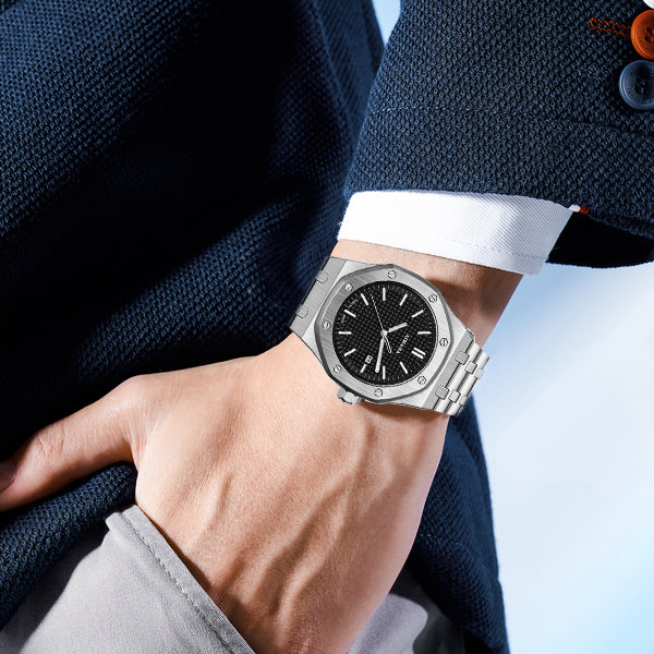AIMANA Men’s Luxury Quartz Watch – Square Premium Steel Case with Luminous Dial, Water & Scratch Resistant, Featuring Date Display. A Stylish and Versatile Timepiece – Includes a Free Elegant Women’s Watch.
